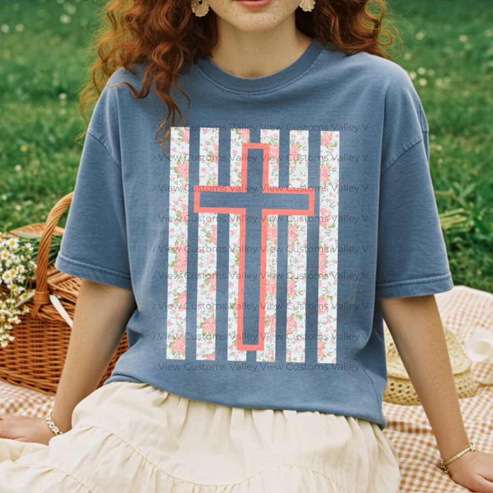Coral Cross and Stripes