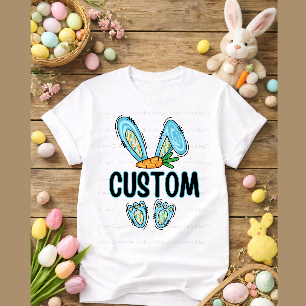 Toddler Custom Bunny Name-Blue