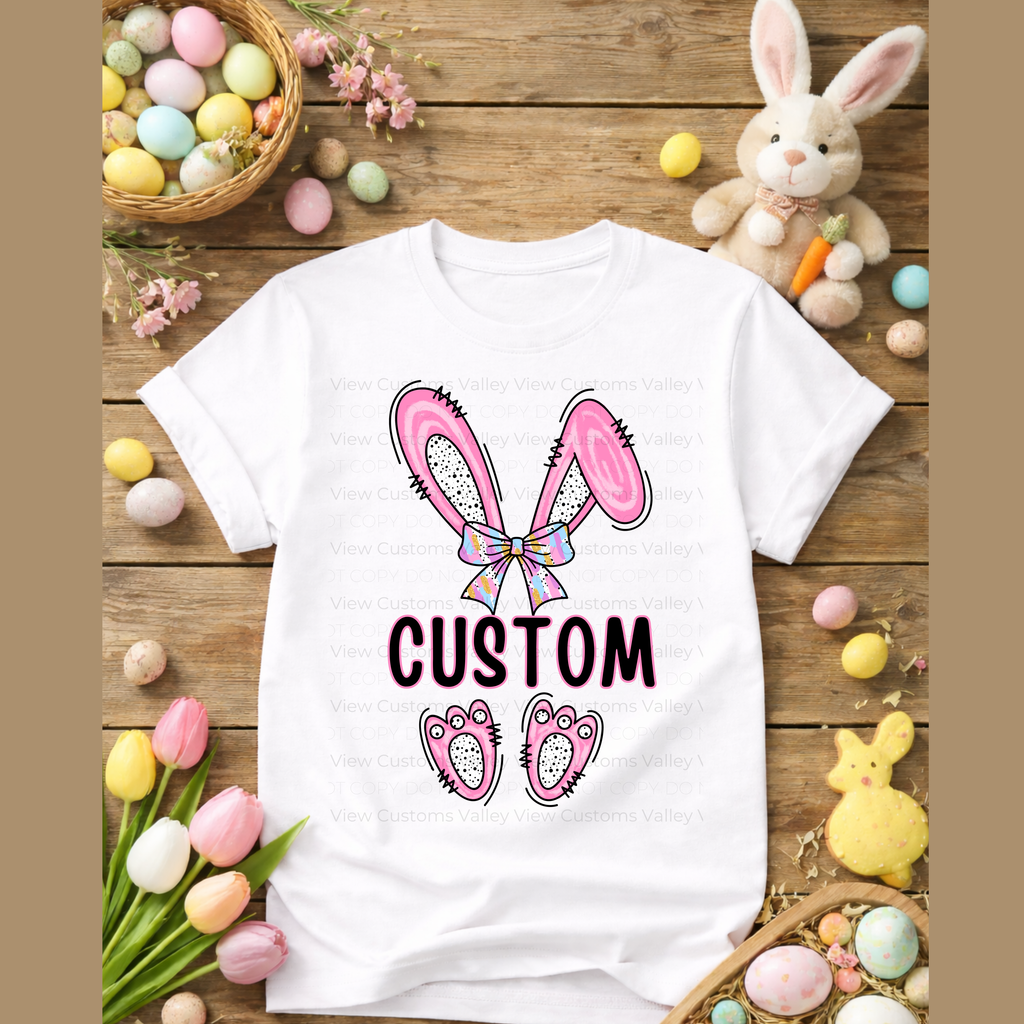 Toddler Custom Bunny Name-Pink